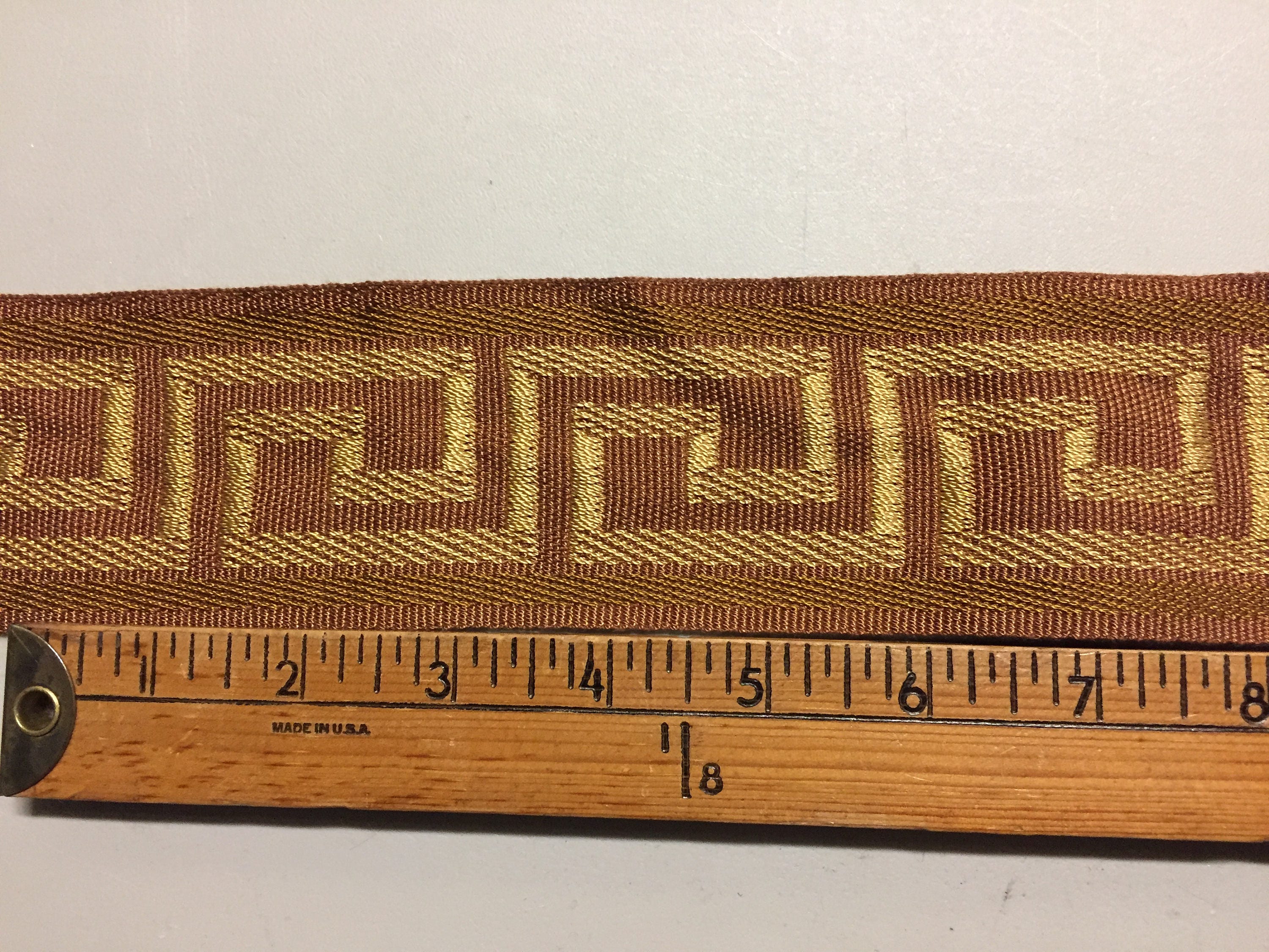 Ribbon With Greek Key Pattern in Brown and Beige, 3 Yard Piece, Heavy ...
