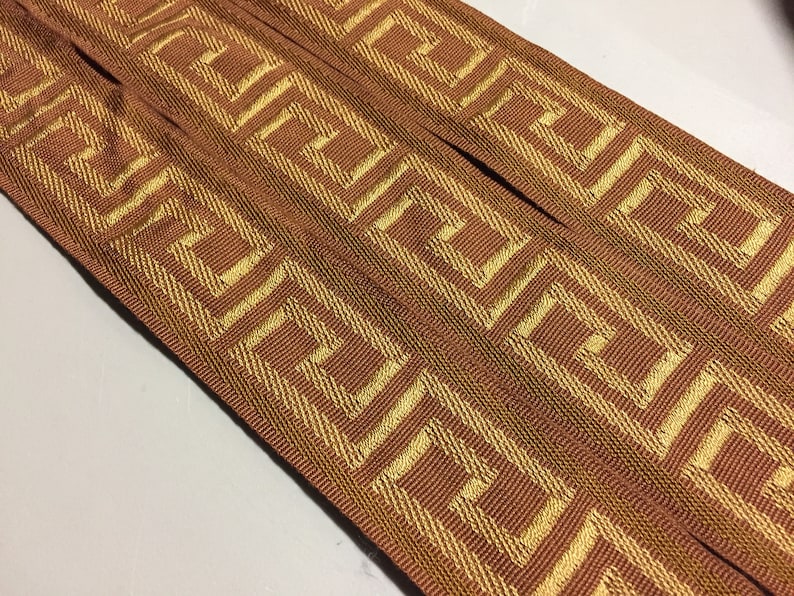 Ribbon With Greek Key Pattern in Brown and Beige, 3 Yard Piece, Heavy ...