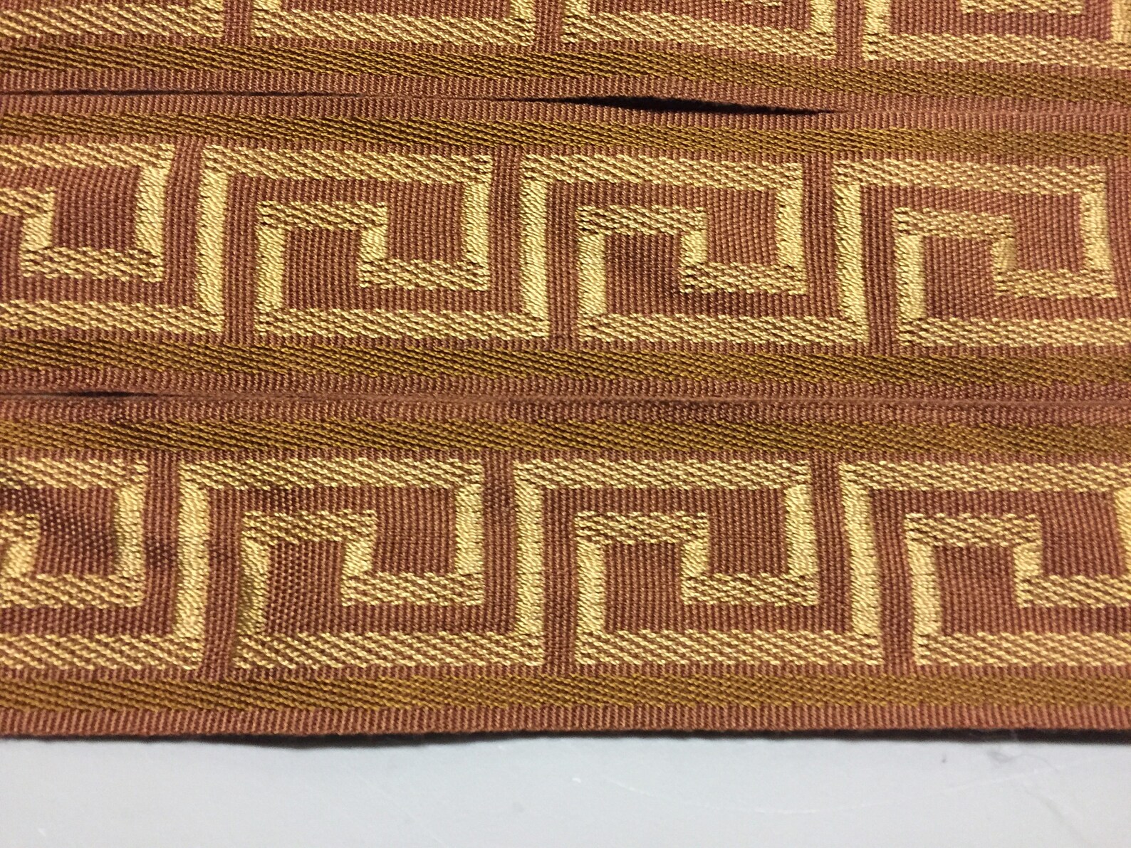 Ribbon With Greek Key Pattern in Brown and Beige, 3 Yard Piece, Heavy ...