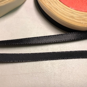Vintage Single Faced Satin Ribbon, Black, 100% Rayon, 1/4 inches wide, Price is per Yard