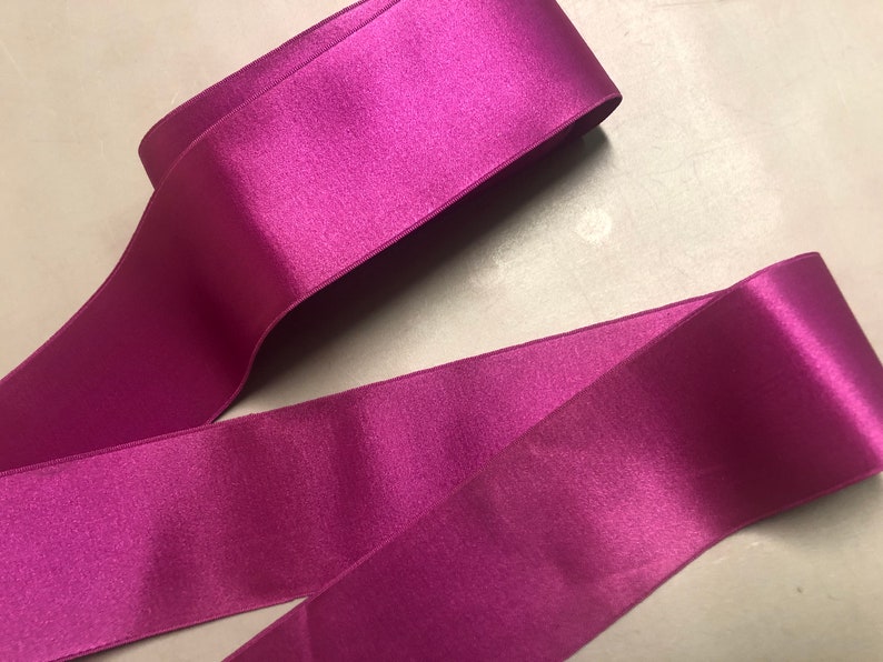 100/% Rayon Society Vintage Satin Ribbon in Cerise Pink Price is per Yard 2 38 inches wide Made in France