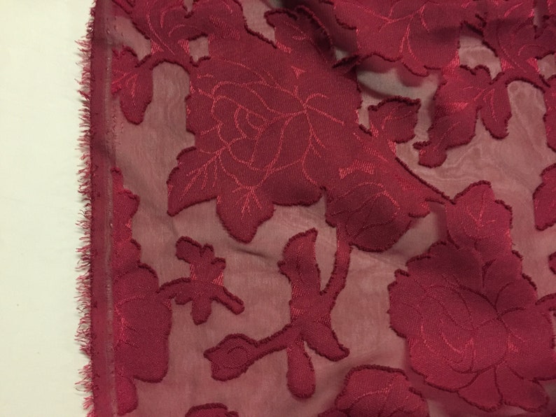 60 inches wide Price is per Yard 100/% Polyester Floral Chiffon Burnout in Red