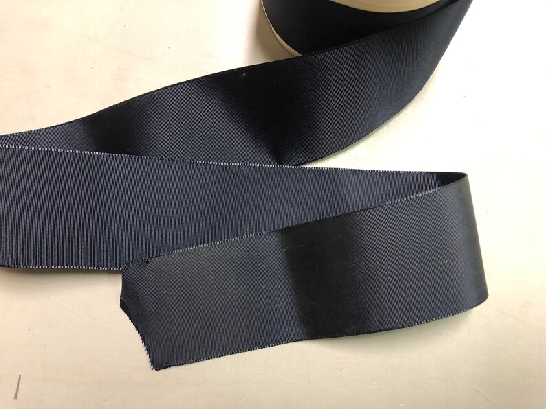 Vintage Taffeta Gros Grain Ribbon (a lighter weight), 1 7/8 inches wide, Navy Blue, Price is per Yard image 3