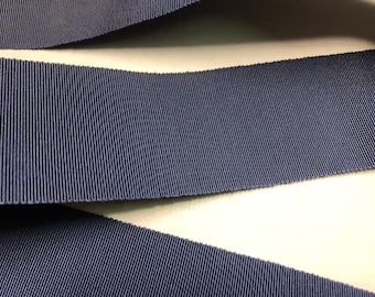 Vintage Gros Grain Ribbon REAL Petersham, Classic Navy Blue, 2 1/8 inches wide, 100% Rayon, made in France, Price is per Yard