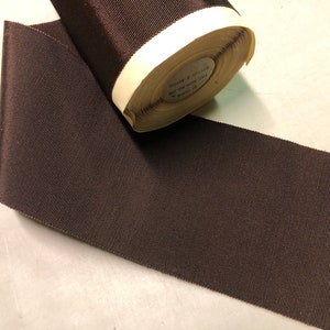 Vintage Gros Grain Lint, Donkerbruin, 4 1/4 inch breed, Katoen / Rayon Blend, Prijs is op maat gesneden