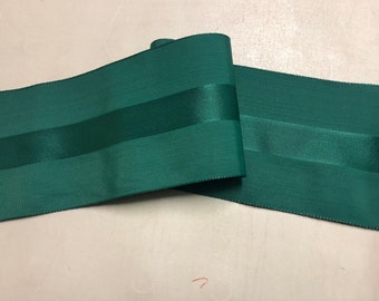 Nastro vintage in taffetà in verde cacciatore con striscia sollevata in raso, largo 3 pollici, realizzato in nylon al 100%, il prezzo è tagliato a misura