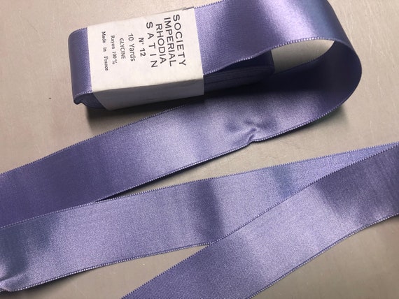 Vintage wide blue ribbon double sided satin rayon 5 3/4 inch