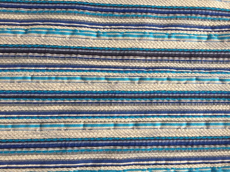 Boucle with Stripe pattern Made in Italy Blues and Whites 1 14 yard piece 60 wide