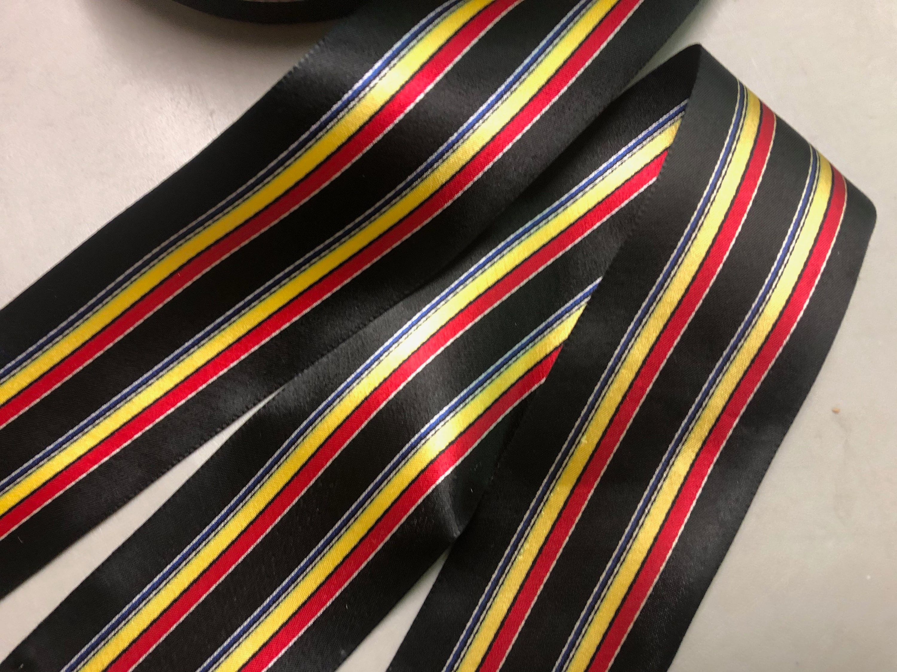 Vintage Stripe Ribbon With Satin Finish Red Yellow Black Etsy