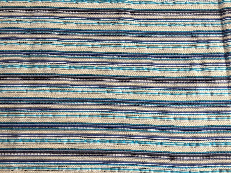 Boucle with Stripe pattern Made in Italy Blues and Whites 1 14 yard piece 60 wide