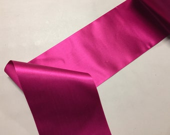 Vintage High Luster Satin Ribbon, "Beauty Fuchsia", made of Rayon, 4 3/4 inches wide, Swiss, Price is per Yard