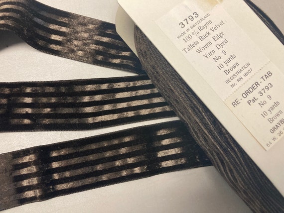 Jacquard Velvet Ribbon Taffeta Backed, Black, 2 inches wide, 1 1/2 Yard  Piece • Promenade Fine Fabrics