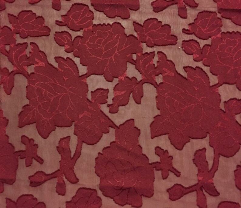 60 inches wide Price is per Yard 100/% Polyester Floral Chiffon Burnout in Red