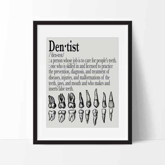Dentist Definition Art Print Wall Art Office Decor Etsy