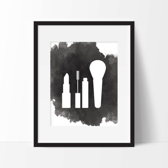 Makeup Watercolor Splash Art Print Vanity Decor Dorm Decor Etsy