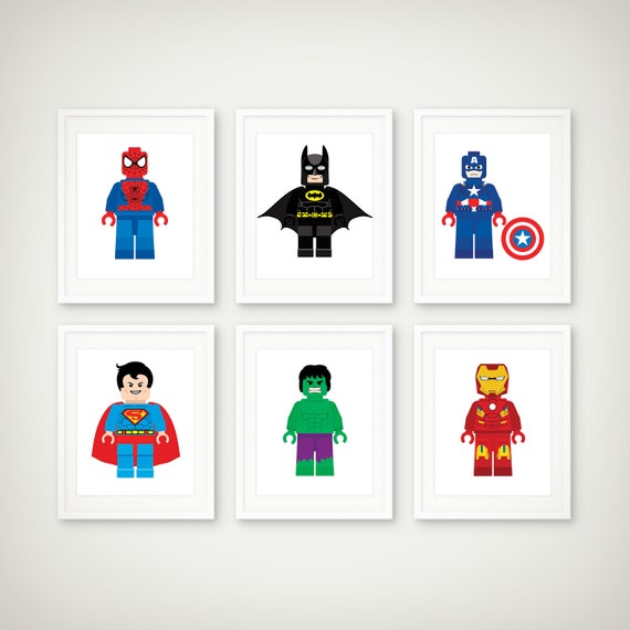 Superhero Art Print Set Toddler Room Decor Children S Wall Art Toddler Art Set Of 6 Prints