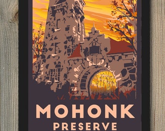 Mohonk Preserve Vintage Travel Poster | New Paltz NY | Shawangunk Mountains Art Print