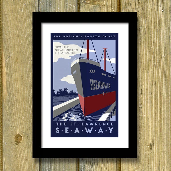 St. Lawrence River Seaway Travel Poster Upstate New York Vintage Style Art Print