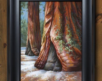 Sequoia National Park Pastel Painting | California Giant Trees Original Art