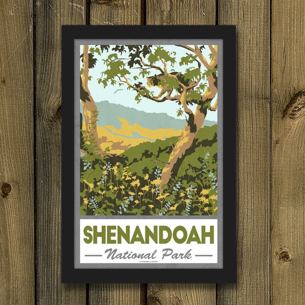 Shenadoah National Park Vintage Travel Poster- Virginia Blue Ridge Mountains Retro Art Print