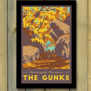 Shawangunk Mountains New Paltz NY Retro Travel Poster