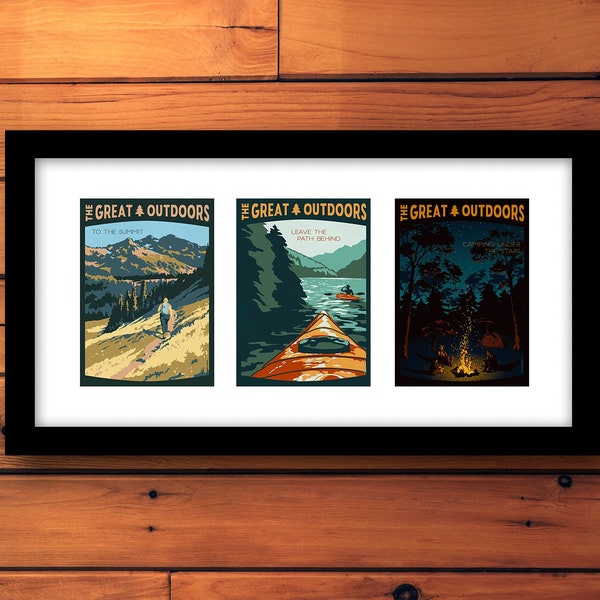 Retro Travel Poster Collage | Custom Framed Art | Vintage Wall Decor