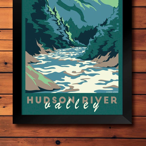 Hudson River Valley- Upstate New York Vintage Travel Poster- Art Print