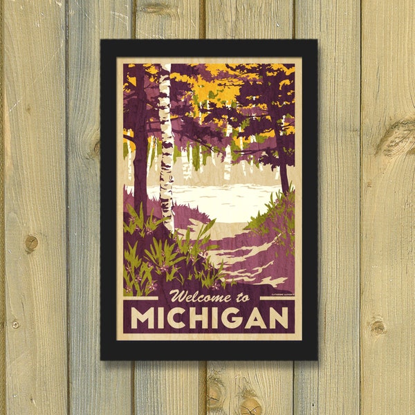 Michigan Vintage Travel Poster | Retro Art Print