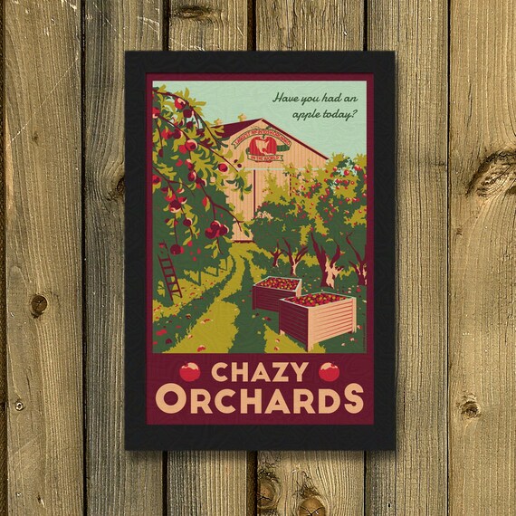 Chazy Mcintosh Apple Orchards Retro Travel Poster - Etsy
