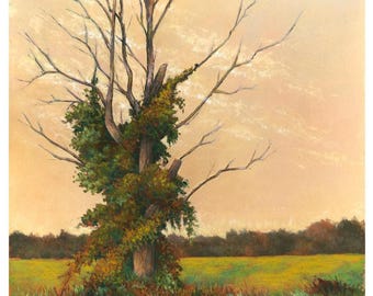 Impresión artística del árbol de la vida moribundo del ciclo de renovación