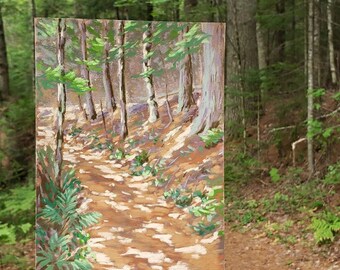 Adirondack Hiking Pastel Painting | Original Plein Air Tree Art | Small Works