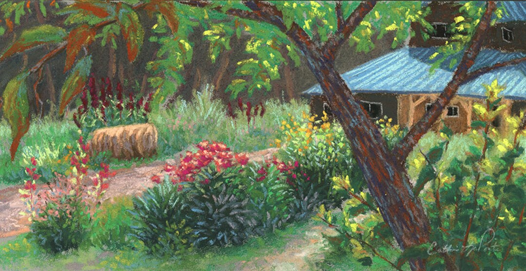 Farm Garden Pastel Painting Original Landscape Framed Art Etsy