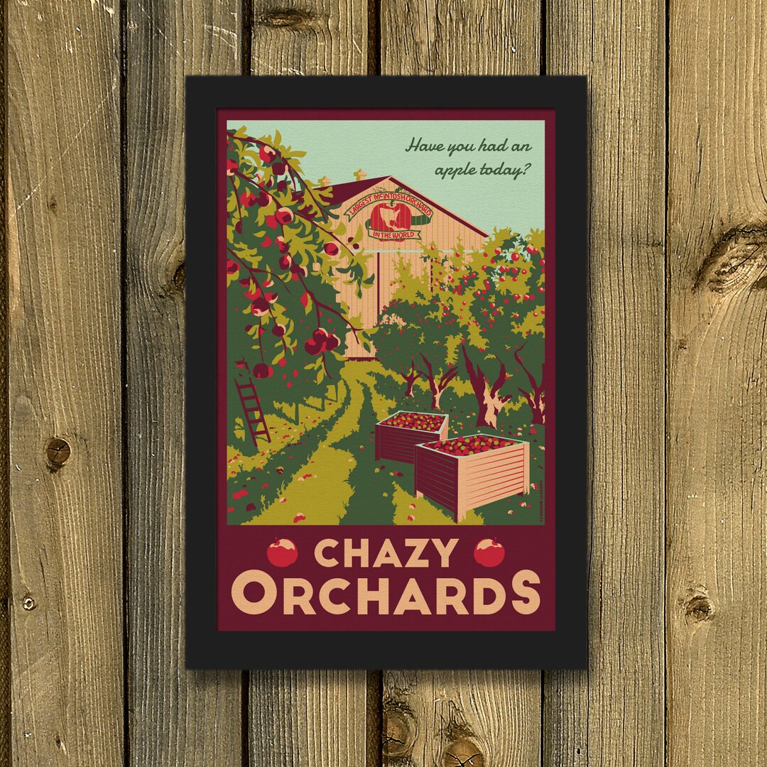 Chazy Apple Orchards Vintage Travel Poster Plattsburgh NY Etsy