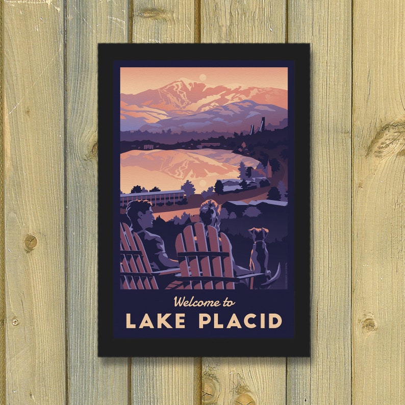 Lake Placid Vintage Travel Poster Retro New York Poster Etsy