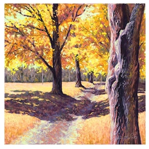 Golden Woods Path- Autumn Leaves Print