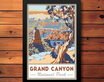 Grand Canyon National Park Vintage Travel Poster- Arizona Retro Art Print