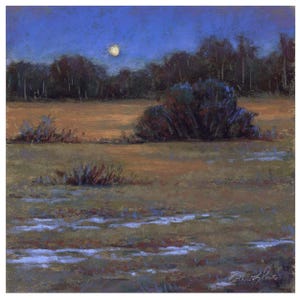 November Moon Evening Nocturne Field Art Print
