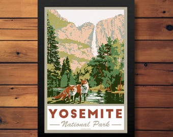 Póster de viaje vintage del Parque Nacional de Yosemite - Impresión artística retro