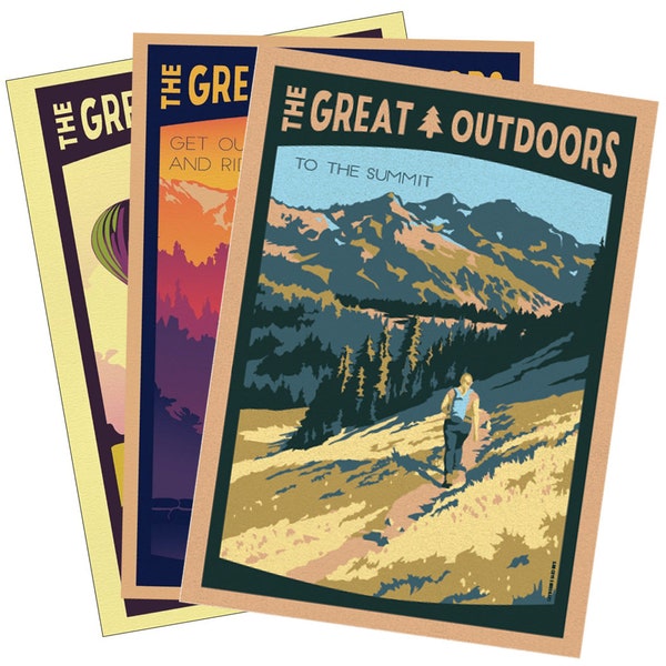 Retro Great Outdoors Postcards | Vintage Travel Poster | Set of 3