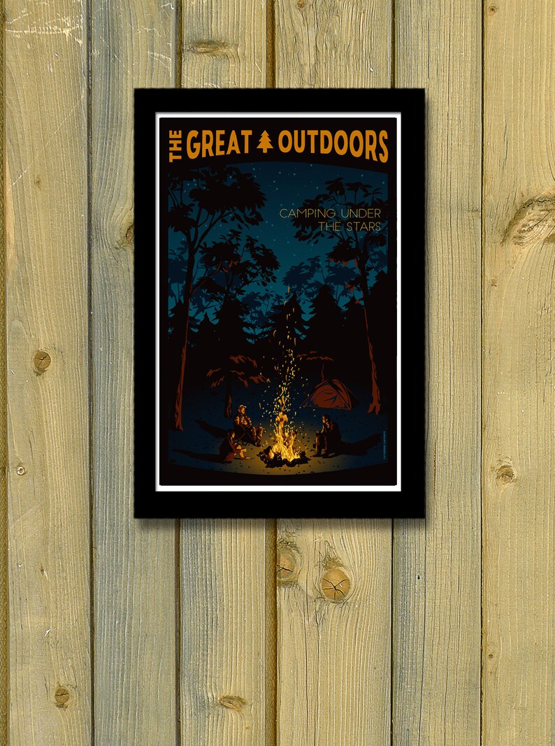 Camping Under the Stars Vintage Travel Poster Great Outdoors Art Print image 2