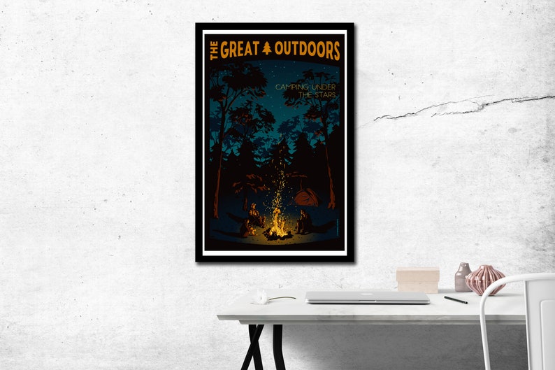 Camping Under the Stars Vintage Travel Poster Great Outdoors Art Print image 4