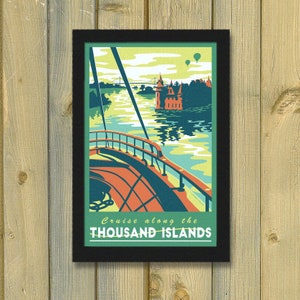 Thousand Islands Seaway Travel Poster- Boldt Castle Cruise St. Lawrence Upstate NY Retro Print
