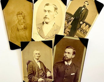 May include: Five vintage black and white photographs of men in formal attire. The photos are in various sizes and are arranged in a collage.