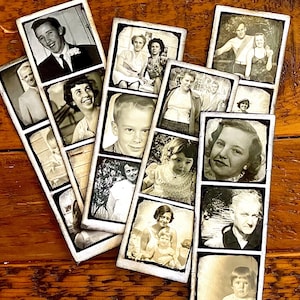 5 Handmade Vintage Photo Photo Strips, Photo Booth, Junk Journal Ephemera, Handmade Ephemera, Vintage Photos, Journal Cards