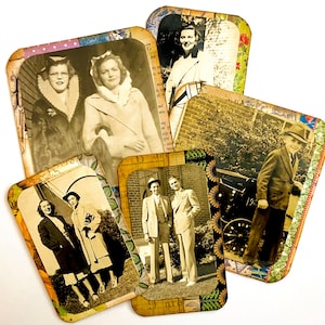 5 cartões de diário fotográfico vintage, itens efêmeros, suprimentos para diários, cartão de diário, enfeites de papel, cartões de diário criativos