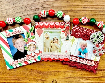 Handmade Picture Frame Ornament, Christmas Ornament, Gift, Paper Frame, Gifts Under 10, Photo Ornament, Frame Christmas Ornament