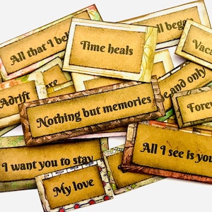 Grungy Words and Phrases, journal embellishments, junk journal words, word sentiments