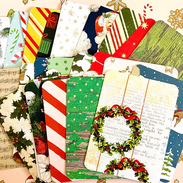 25 or 50 3x4 Christmas Journaling Cards, Junk Journal Supply, Paper Pack, Paper Destash, Journal Cards, Journal Tags, Ephemera,