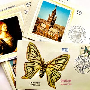 15 Vintage French postal envelopes, First Day Covers 1980’s, Postal Ephemera, Stamp Ephemera, Junk Journal Supply