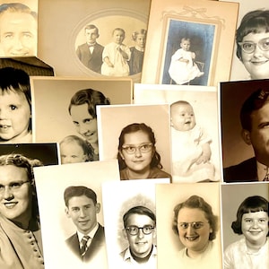 Antique and Vintage Portraits, Vintage Black and White Photo Lot, Ephemera for Junk Journals, Vintage Ephemera